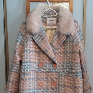 Medium Blue, Pink & White Plaid Coat